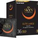SKYN Elite Large Condoms 36 Count Ultra-Thin, Lubricated Latex-Free Condoms, Longer and Wider for a More Comfortable Fit