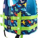 Pottwal Swim Vest for Kids - Swim Jacket for 1-2 Years (24-33LBS) - Buoyancy Aid Made of Neoprene & EPE - with Adjustable Crotch Strap (Large, Purplish Blue)