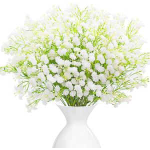 Babys Breath Artificial Flowers, 10 Pcs Fake White Babys Breath Flowers Artificial Bulk, Real Touch Faux Flowers Gypsophila Bouquet for Wedding Floral Arrangement Party Home Decoration