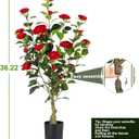 Artificial Camellia Tree 2 Pack, 3FT Faux Camellia Plant in Pot, 36 inch Fake Potted Camellia Flower Tree Plastic Camellia Tree for Modern Home Office Christmas Living Room Floor Decor Indoor, Red