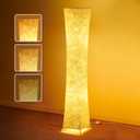 chiphy Floor Lamp, Dimmable 64" Tall Standing Lamp, 3 Levels Adjustable Brightness 12Wx2 LED Bulbs, Column Floor Light White Fabric Shade, Home Decor for Living Room, Bedroom, Kids Room (Dimmable/foot switch)