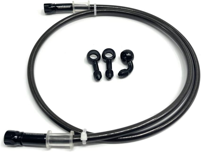 AN3 28 90 Degree M10 Stainless Steel Braided Motorcycle Brake Hose Line Oil Pipe with 360 Degree Rotatable Banjo Fit for ATV Motocross Pit Dirt Street Racing bike (50cm/19.68")