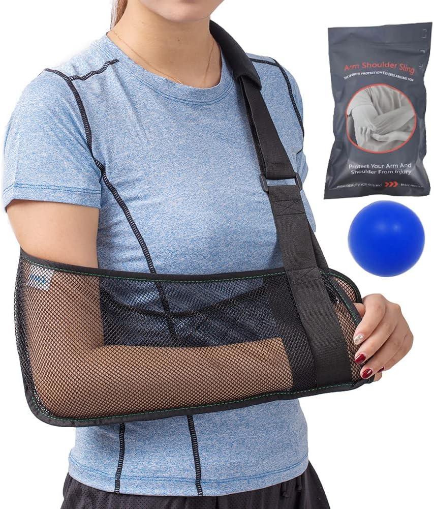 Mesh Arm Shoulder Sling - Medical Shoulder Immobilizer for Shower - Adjustable Arm Brace for Torn Rotator Cuff Injury - Right Left Arm for Men Women - Shower Sling for Elbow, Wrist (updated version)