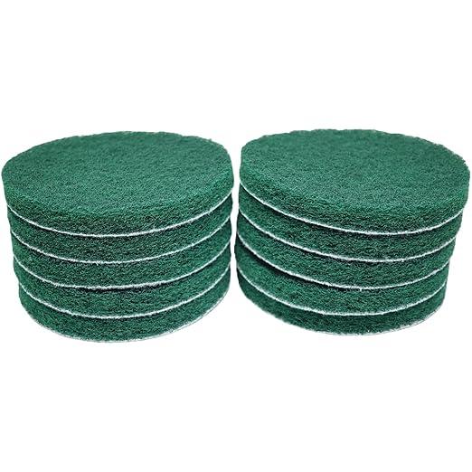 10 Pack 6 Inch 240 Grit Multipurpose Green Scrubber Scouring Pads Flocking Scuff Pads -Hoop and Loop Scuff Pads Conditioning Discs Polishing Pad for Furniture Automotive Cleaning, Rust Removal