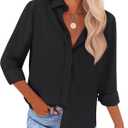 siliteelon Button Down Shirts for Women Wrinkle Free Long Sleeve Shirts Dress Shirts Work Office Blouse Tops with Pocket (Medium, Black)