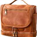 EURYNOME Travel Toiletry Bag For Men, Genuine Leather Shaving Dopp Kit Bottom Storage Holds More (11x8.6x4.7)-Mens Toiletry Bag -Leather Makeup Cosmetic Organizer Kit - Men Travel Toiletries Bag
