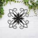 Glitzhome Black Metal Wall Art Decor, 20 Inch Iron Wall Decor with Clematis Scroll Pattern, Indoor Outdoor Wall Accent for Garden Porch Patio