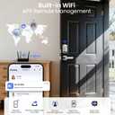 Veise VE012W-L Built-in Wi-Fi Fingerprint Smart Lock with Lever Handle Set, App Remote Control, Keyless Entry for Front Door, Deadbolt Digital Backlit Keypad, Voice Assistant, Auto Lock, Satin Nickel