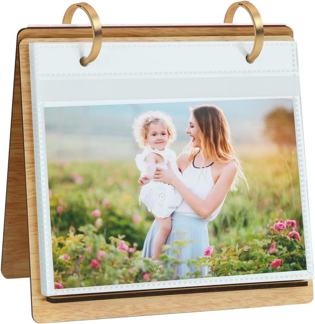 ZEEYUAN 60 Pockets of 4x6 Photo Frame Flip Photo Album on Stand 4x6 Picture Frames Collection for Desktop