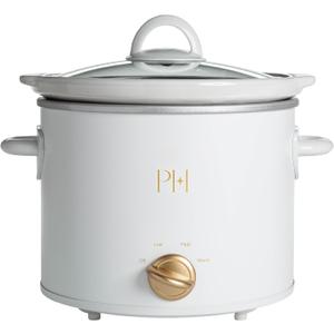 Paris Hilton 3.5-Quart Manual Slow Cooker, Features Three Settings (Low, High, Warm), Naturally Nonstick and Dishwasher Safe Stoneware Insert, Family Sized Capacity, White