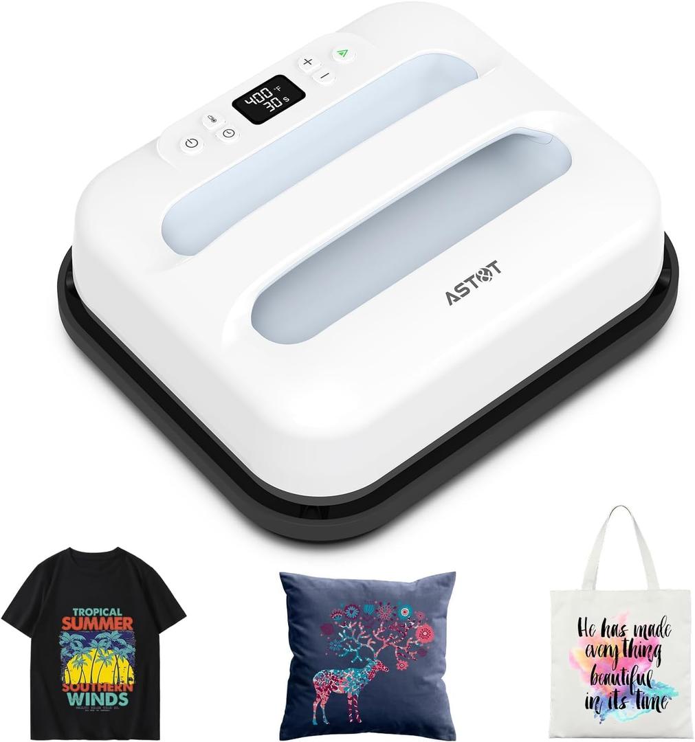 ARTeefy Heat Press Machine 12" x 10", Portable Digital Easy Press for T-Shirts, Sublimation and HTV Vinyl, Includes Free Premium Teflon Sheet, White