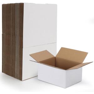 HORLIMER 8x6x4 Shipping Boxes Set of 40, White Corrugated Cardboard Mailer Box for Packing Small Business