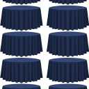 fani 10 Pack 90 Inch Round Tablecloth, Navy Blue Polyester Fabric Table Cloth for Round Table, Stain and Wrinkle Resistant Washable Table Cover for Wedding Party Dining Table Buffet and Camping