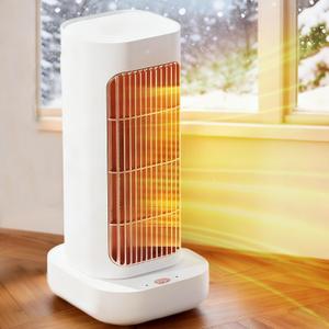 Space Heater, Small Electric Space Heaters with 90 Oscillation, Portable Space Heaters for Indoor Use, Overheat & Tip Over Protection Room Heater for Bedroom, Living room, Offices, Garage, White