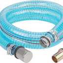 1 Inch Suction Hose for Fuel Diesel Transfer Pump, 6.5 Feet Oil Kerosene Transfer Tube with 3/4 & 1 Inch Threaded Couplings