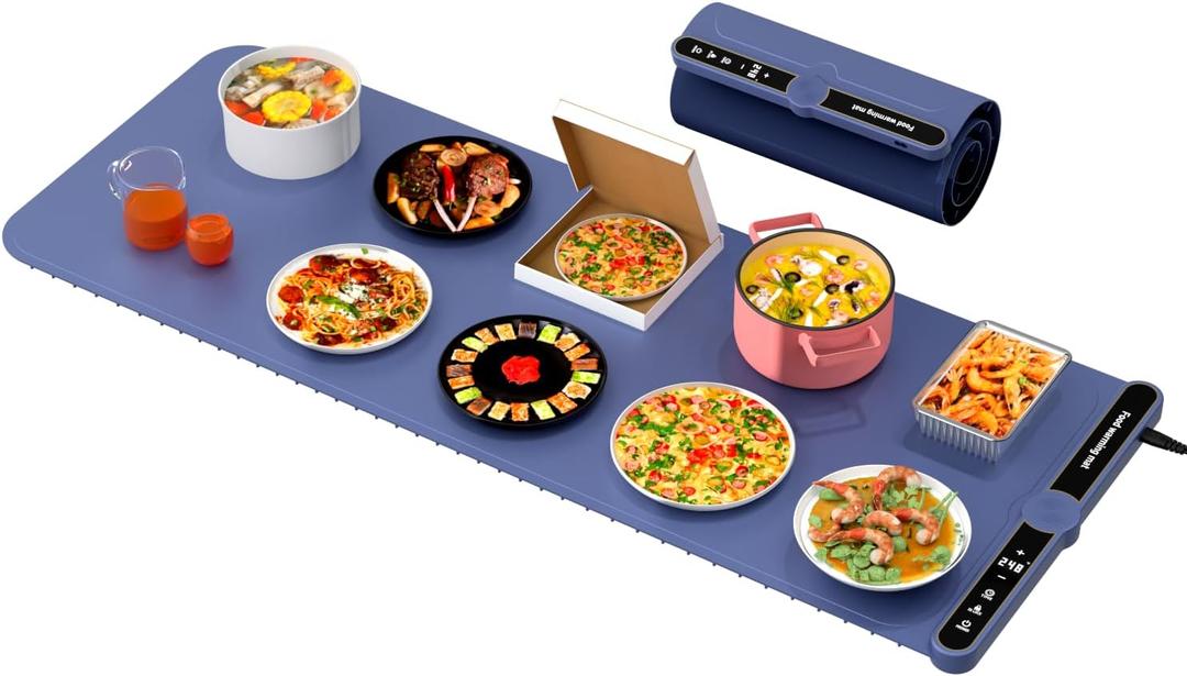 Electric Silicone Food Warmers for Parties Buffet XXL 40X15 Extra Extra Large Food Warming Mat Keep Food Warm Last 18H Even Heating 104F to 248F with Child Lock Easy Clean