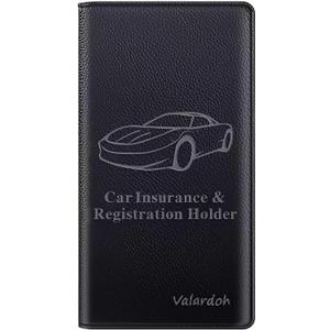 Premium Car Registration and Insurance Card Holder, Car Document Holder for Cards, Driver License & other Essential Documents (Black)