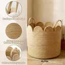 LemonRoad Brown Round Basket Large Blanket Basket 15.8"L x 15.8"W X13.8"H Scalloped Woven Baskets Cotton Storage Baskets for Nursery Classroom Closet Blankets Storage Home Decor