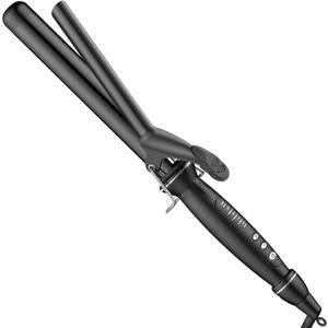 SAOSA 1.25 Inch Curling Iron for Medium-Long Hair, 7.3" Tourmaline Ceramic Barrel with Clamp, 5 Temp Settings & Auto Shut-Off, Dual Voltage 110-240V Travel Hair Curler - Black
