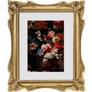 FJXMFRAME 8x10 Vintage Picture Frame Gold, Ornate Baroque Gothic Victorian Frames with Mat for 5x7 or 8 x 10 Photos, Tabletop or Wall Display, Antique Home Decor Accent