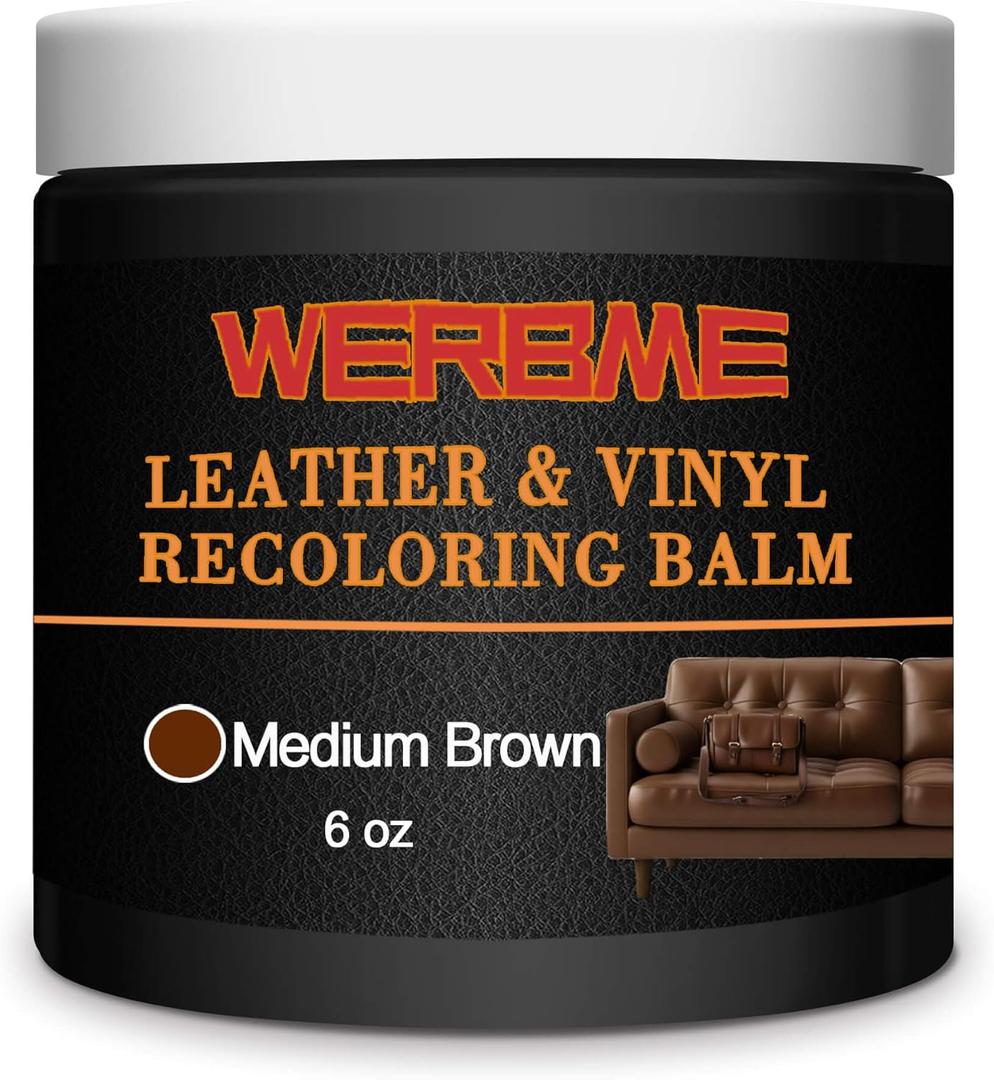Leather Recoloring Balm & Color Restorer - Multipurpose Dye & Paint for Faded Leather Couches, Car Seats, Shoes | Fix Scratches on Clothing, Furniture & Accessories(Medium Brown) (small size)