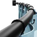 Abiglifty Curved Shower Curtain Rod, 43-66 Inches Adjustable Shower Curtain Rod, Rustproof, Round Extra Wide Shower Rod for Bathroom, Bathtub, Stall, Need to Drill, Black