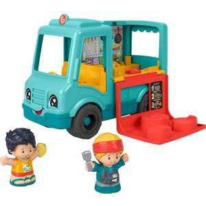 Fisher-Price Little People Musical Toddler Toy Serve It Up Food Truck Vehicle with 2 Figures for Pretend Play Kids Ages 1+ Years
