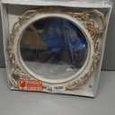 YANIZU Decorative Mirror Tray, Round with Handles, Organizer for Perfume, Makeup, Jewelry, Vintage Display and Serving Tray for Dresser, Counter and Coffee Table, 15.8'' x 13'', White