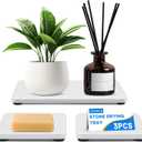 3PCS Stone Drying Tray,Water Absorbing Stone Tray,Countertop Fast Drying Counter Trays,Diatomite Trays, 3.94x7.87 Inch and 3.94x3.94 Inch White