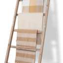 SwaaVee Blanket Ladder 6-Tier Towel Rack, Wooden Quilt Ladder Shelf for Home Decor, Wall Leaning Farmhouse Quilt Display Towel Holder Organizer for Living Room, Bathroom (24" Wide)
