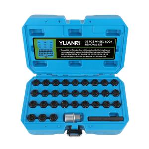 32 PCS Wheel Lock Key Set Compatible with Mercedes Benz, CR-Mo Wheel Lock Removal Kit, Locking Lug Nut Master Key Set for Mercedes Benz