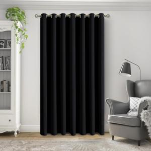 BGment Patio Curtain 84 Inches Length for Sliding Glass Door, Blackout Curtain Divider for Room Separation Privacy Noise Reduce Temporary Room Dividers, 1 Panel, 100 x 84 Inch, Black