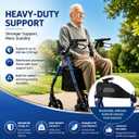 Rollator Walker with Seat, Foldable Lightweight Walkers for Seniors 4 Wheel Heavy-Duty Bariatric Rolling Walker 8'' Big Wheels Locking Brakes All Terrain Adjustable Handles 350 lb Capacity, Blue