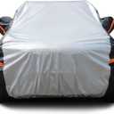 SUV Car Cover 6 Layers, Waterproof All Weather Car Cover with Zipper Door, Indoor/Outdoor Full Cover, Sun Rain Snow UV Protection with Cotton, Fit SUV Jeep-Length (190" to 200") (Silver+Black)