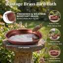 HappyAlley Bird Bath Bowl, Vintage Metal Bird Bath for Outdoor, 12.59'' Dia 2.7" Depth Heavy Duty Birdbath Bowls only, Large Capacity Birds Baths Feeder Bowl for Garden Patio Yard Lawn Decor