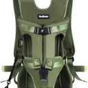 PetBonus Pet Front Dog Carrier Backpacks, Adjustable Pet Backpack, Legs Out Easy-fit Puppy Chest Carrier for Medium Small Dogs, Hands Free for Hiking, Cycling (Army Green, M)