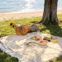 Outdoor Picnic Blanket Sandproof - Portable Lightweight Blanket T-Grid Picnic Mat for Beach, Camping, Park, Lawn, Concert & Wedding Photoshoot Indoor Bohemian Decor Machine Washable 70.8x90.5inch
