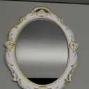 Oval Vintage Decorative Mirror Tray, Jewelry Dresser Organizer Tray, Cosmetics Makeup Storage Organizer, Serving Tray (9.8x 14.6) 