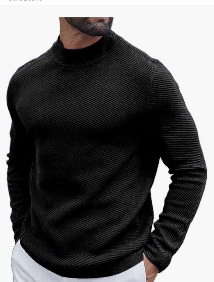 COOFANDY Men's Mock Turtleneck Sweater Long Sleeve Knitted Slim Fit Casual Half Neck Pullover Sweaters Size L