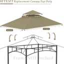 Grill Gazebo Replacement Top, 5 * 8 Outdoor BBQ Top Cover, Double Layer BBQ Gazebo Top Canopy for Model #L-GG001PST-F (Khaki)