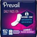 Prevail Incontinence Bladder Control Pads for Women, Maximum Absorbency, Regular Length, 192 Count (48 Count (Pack of 4)
