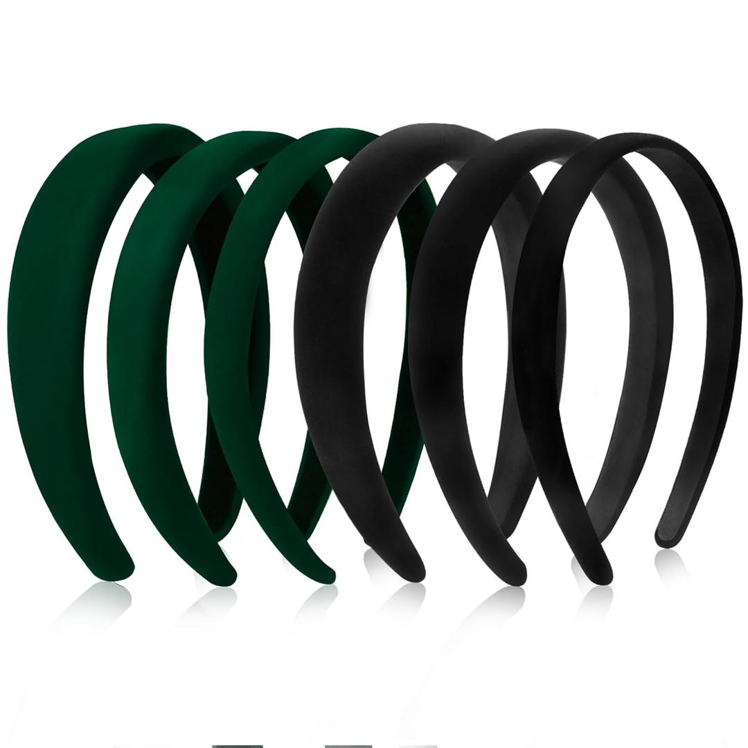 DiyJibb Velvet Headbands for Women and Teens, 6PCS Non-Slip Padded Hairbands with 3 Width Options (0.6", 0.8", 1.2"), Soft Comfortable Hair Accessories for Daily Wear, Makeup, Sports, and Gifts