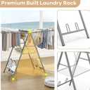 APEXCHASER Clothes Drying Rack Foldable, Metal Laundry Drying Rack Collapsible, Portable Compact Clothes Rack for Sweater Baby Clothes Towel Indoor & Outdoor, Height Adjustable Clothes Airer, Grey, 62.6*36.42*21.06 inches