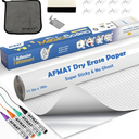 AFMAT WS01 White Board Sticker, Dry Eraser Paper for Wall, Upgrade PET-No Ghost, 1.45 x 11 ft, Stain-Proof Peel and Stick Film Self Adhesive Wall Paper Roll for Classroom/Office, 4 Dry Erase Markers