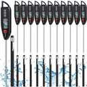 Copkim 12 Set Digital Food Thermometer Long Probe Instant,Black | Waterproof for Water, Liquid, Candle and Cooking Meat Thermometer Read for Kitchen BBQ Grill Candy