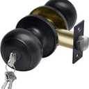 CML Hardware Matte Black Keyed Entry Door Knob for Entrance, Exterior and Interior Use, Round Ball Handle, Stainless Steel
