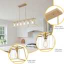 6-Light Gold Chandeliers for Dining Room | Modern Kitchen Island Light Fixture | Rectangle Chandelier for with Clear Glass Shade | Apply to Dining Room Light fixtures Over Table