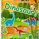 Reusable Sticker Book for Kids 1-3, Jelly Sticker Books for Toddlers 2-4 Years, Dinosaur Stickers for Kids, Toddler Stocking StuffersTravel Essentials Plane Activities (Dinosaur)