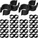 20Pcs Black Double Port Pipe Clamps Clips 25mm/1 inch Diameter Shelf Pole Connector Chain Link Fence Panel Clamps