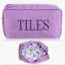 Empty Mahjong Bag Thickened American Mahjong Tiles Bag with Zipper Storage Pouch for Board Game Pieces Game Party Travel Gatherings Accessories, 10.4''x5.6'', Case Only(Tiles,Purple)